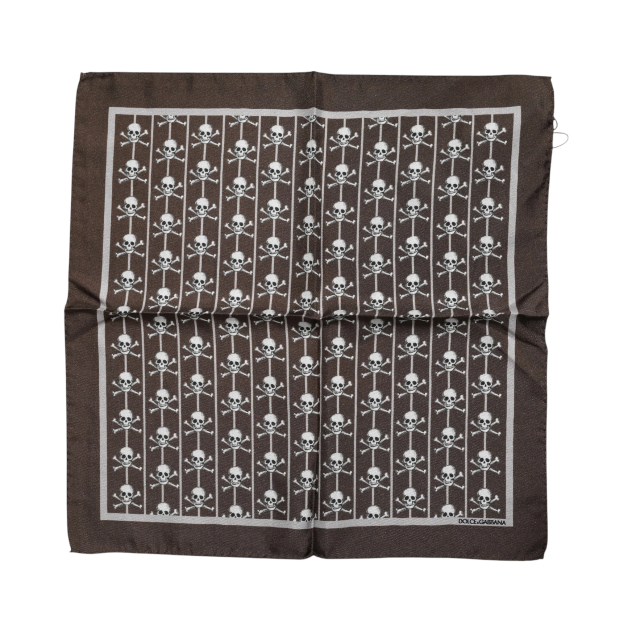 Brown Skull Silk Square Men Foulard Scarf