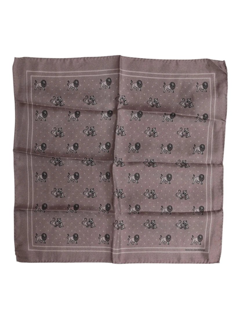 Brown Animal Print Square Foulard Scarf