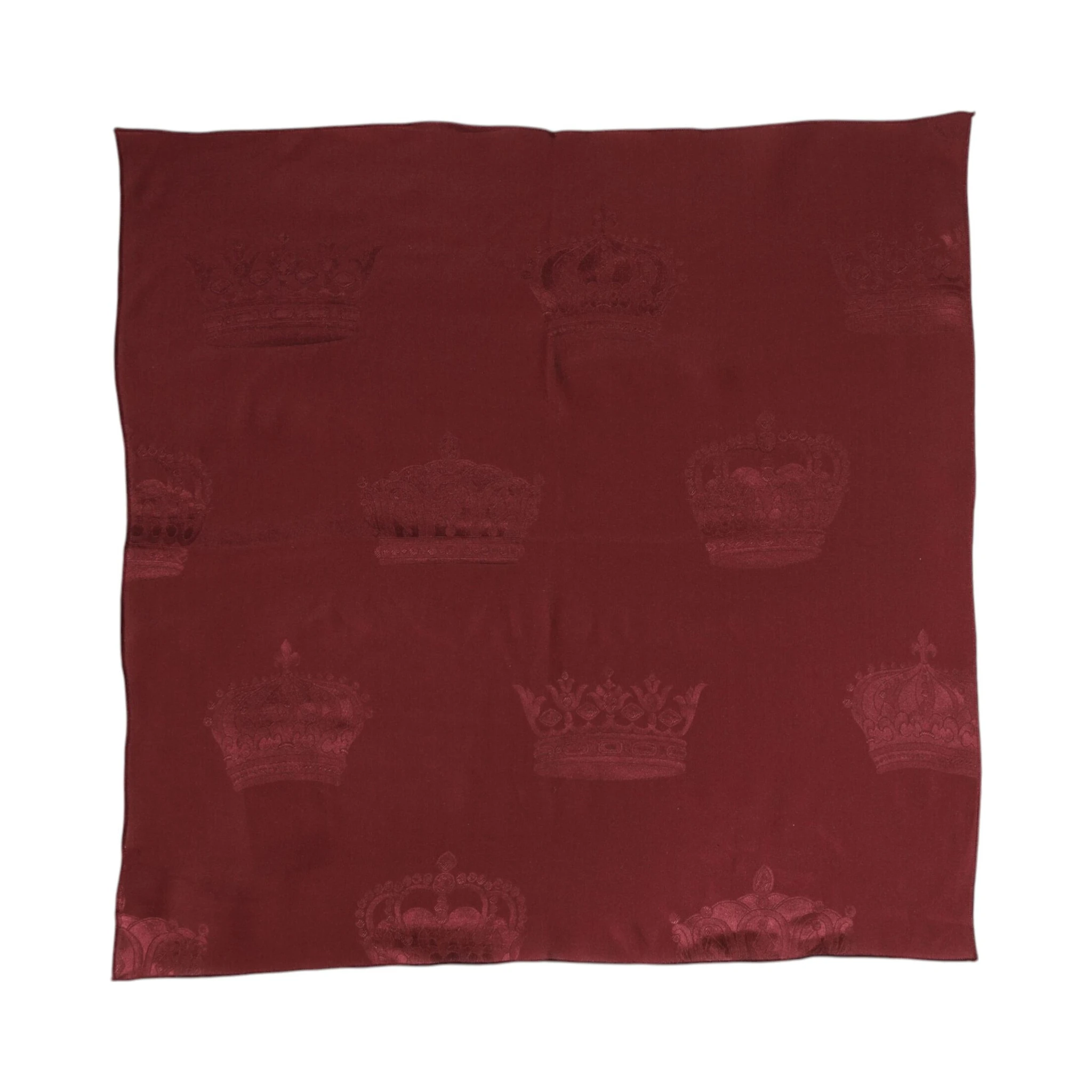 Maroon Silk Crown Square Men Foulard Scarf
