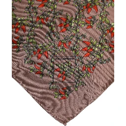 Brown Chili Print Silk Square Foulard Scarf