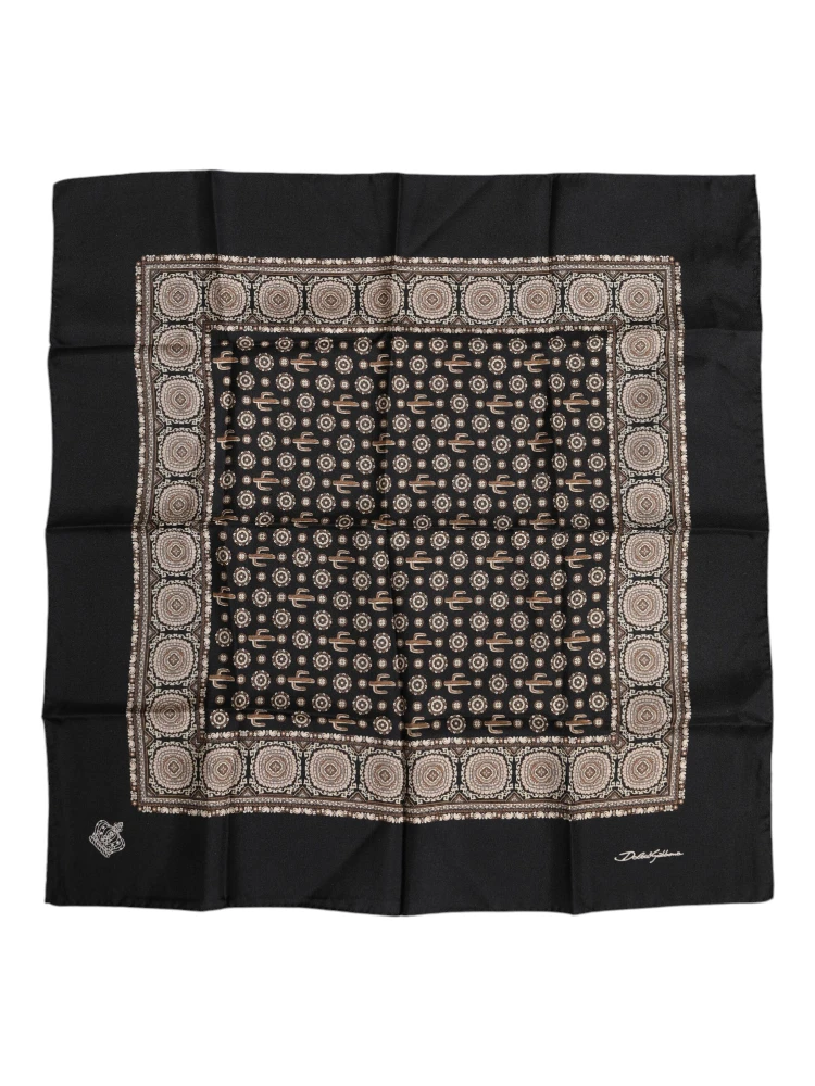 Black Brown Patterned Square Foulard Scarf alternative