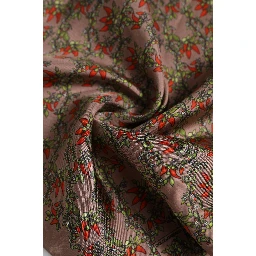 Brown Chili Print Silk Square Foulard Scarf