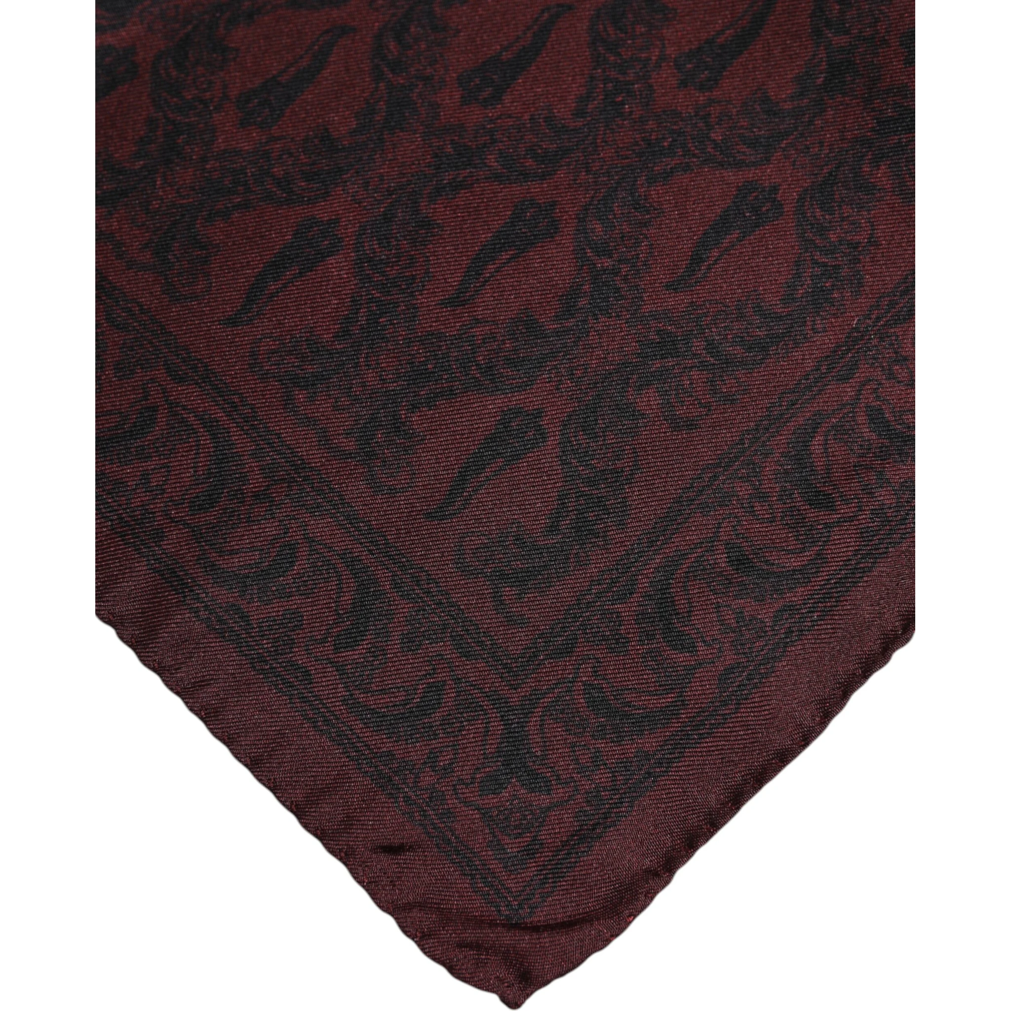 Maroon Black Printed Square Men Foulard Scarf