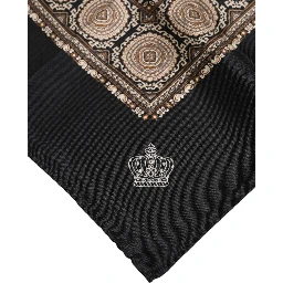 Black Brown Patterned Square Foulard Scarf
