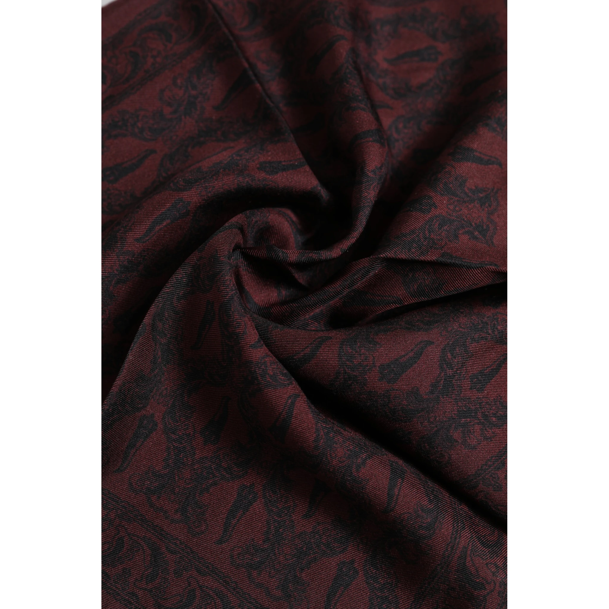 Maroon Black Printed Square Men Foulard Scarf