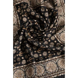 Black Brown Patterned Square Foulard Scarf
