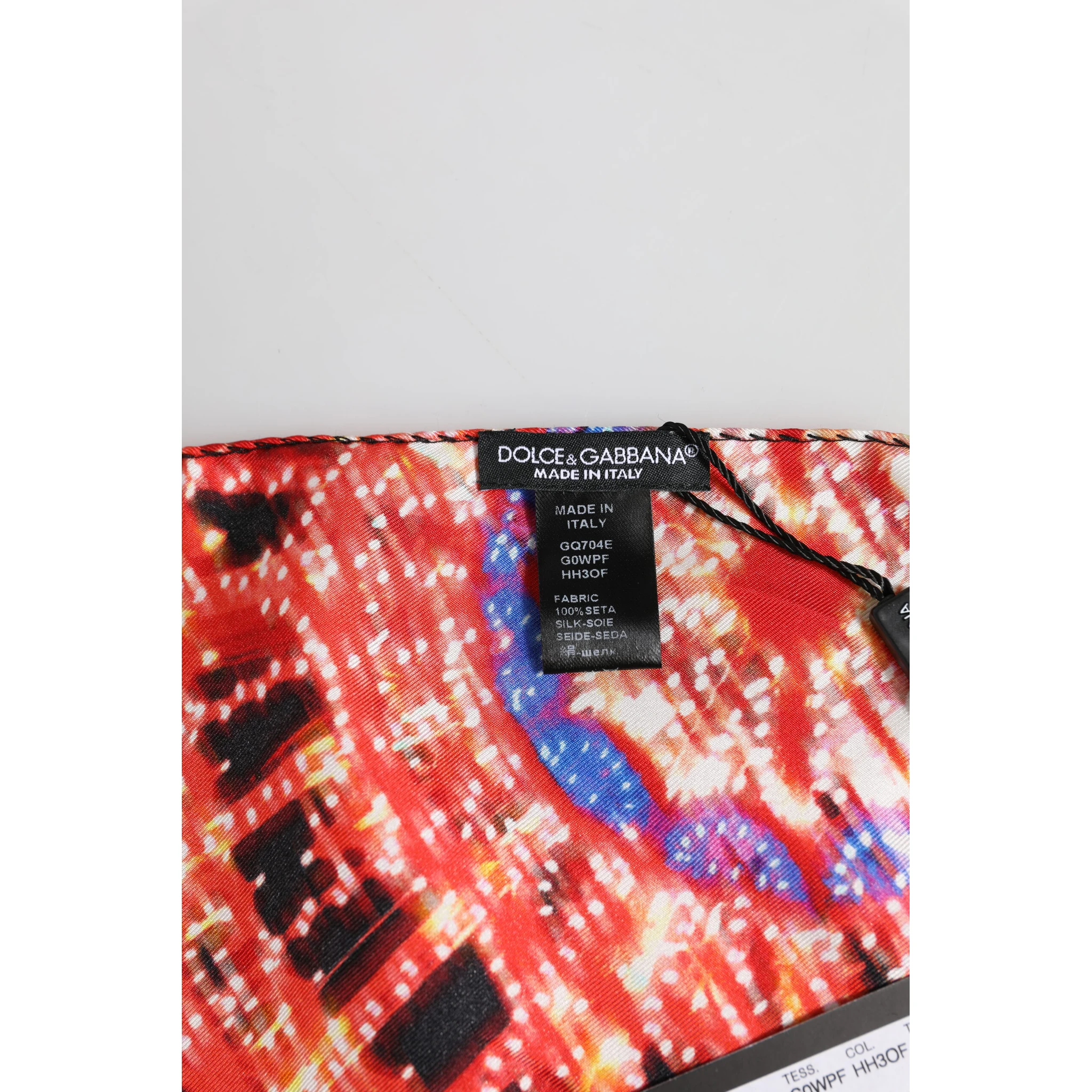 Black Multicolor Print Square Foulard Scarf