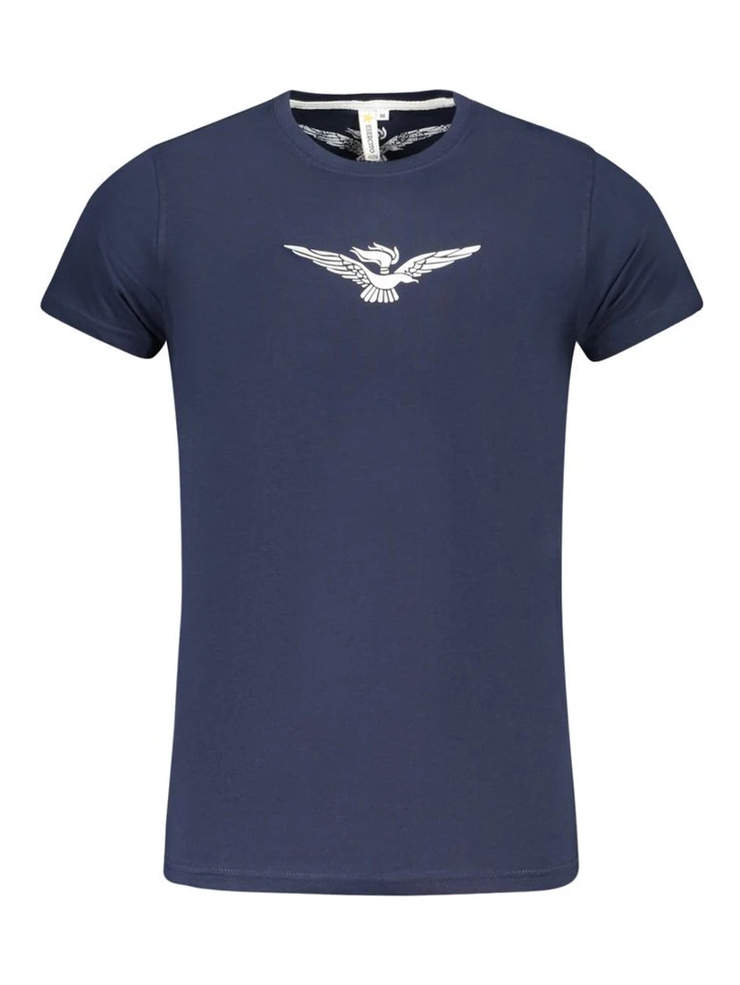 Blue Cotton Men T-Shirt