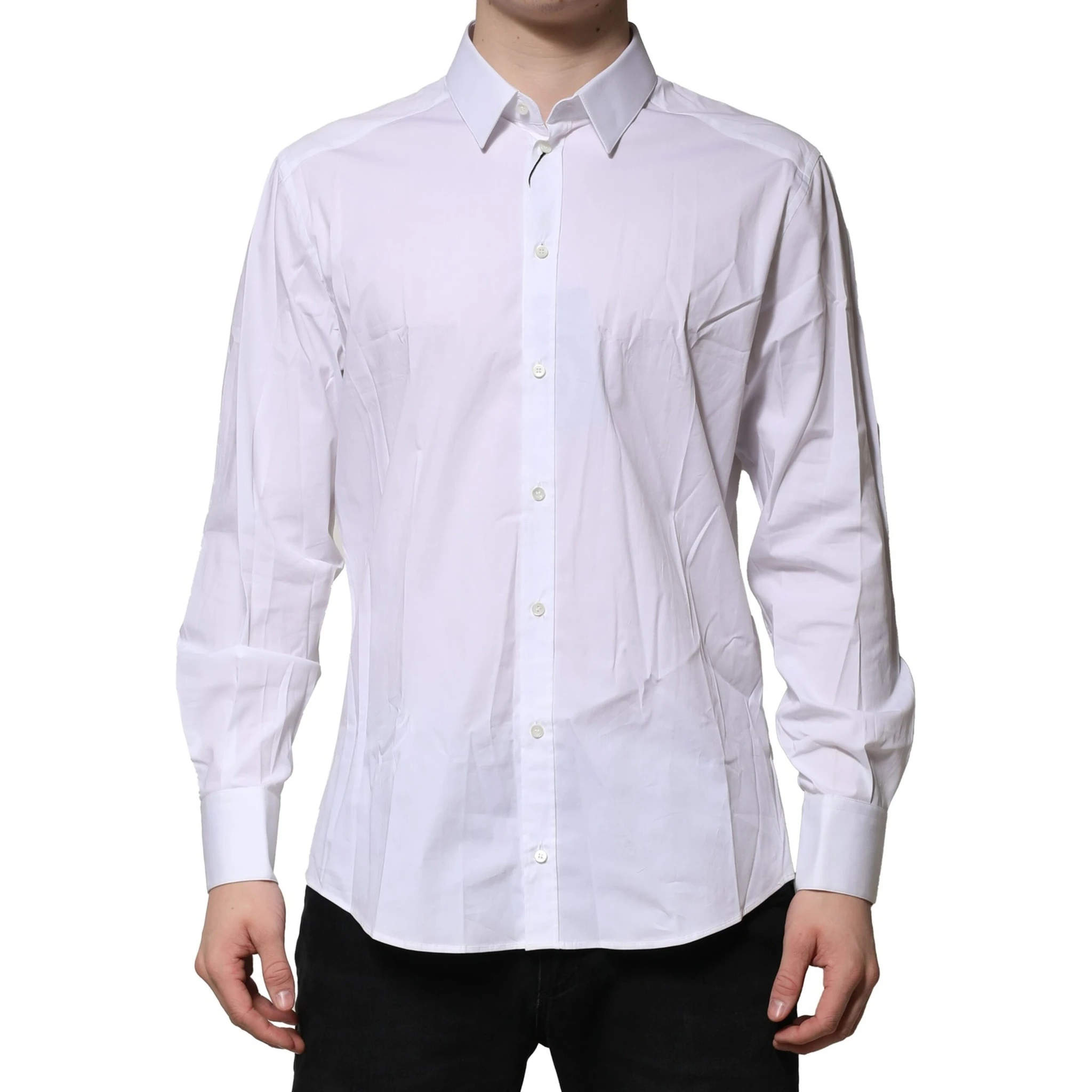 White Cotton GOLD Long Sleeves Dress Shirt