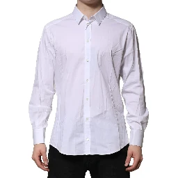 White Cotton GOLD Long Sleeves Dress Shirt