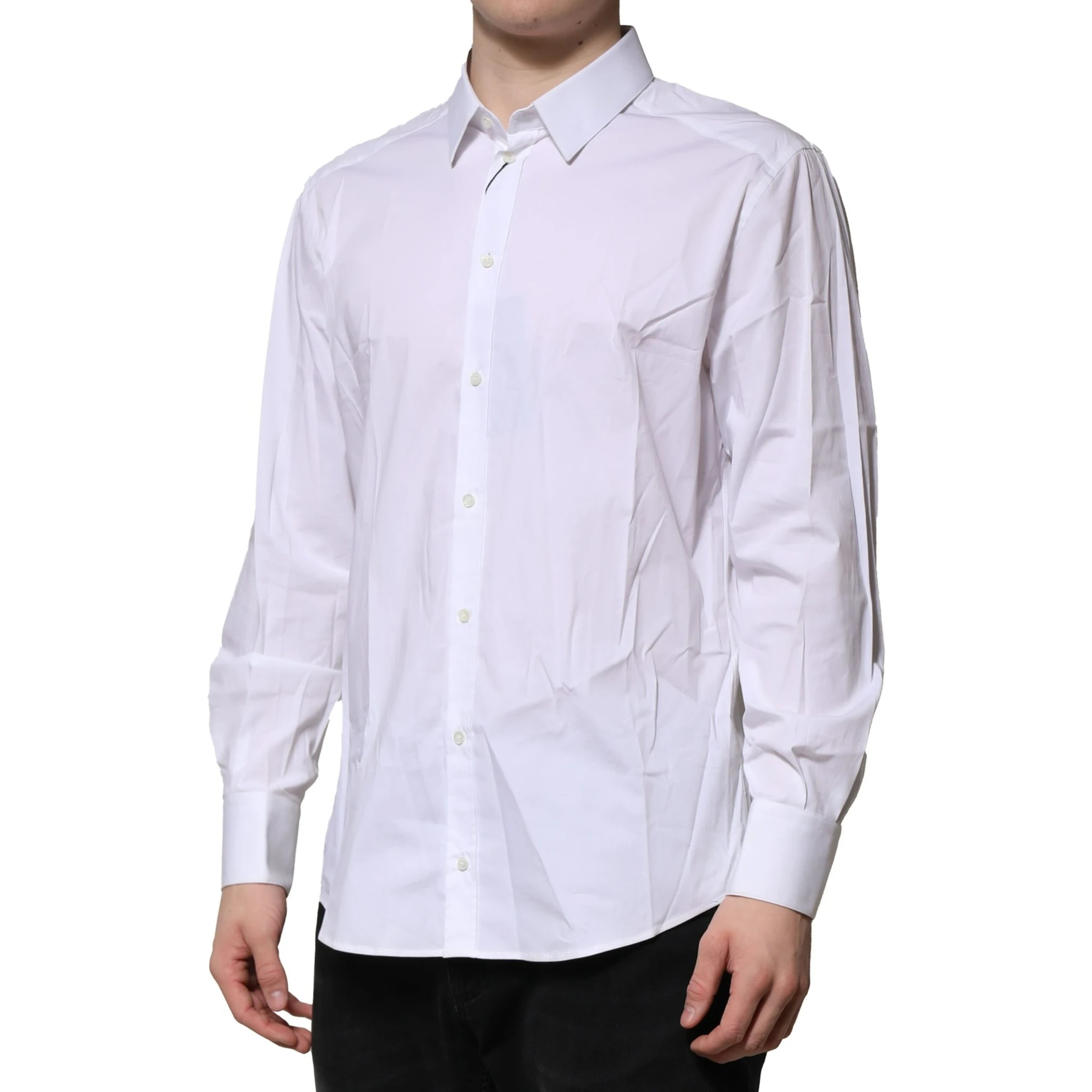 White Cotton GOLD Long Sleeves Dress Shirt