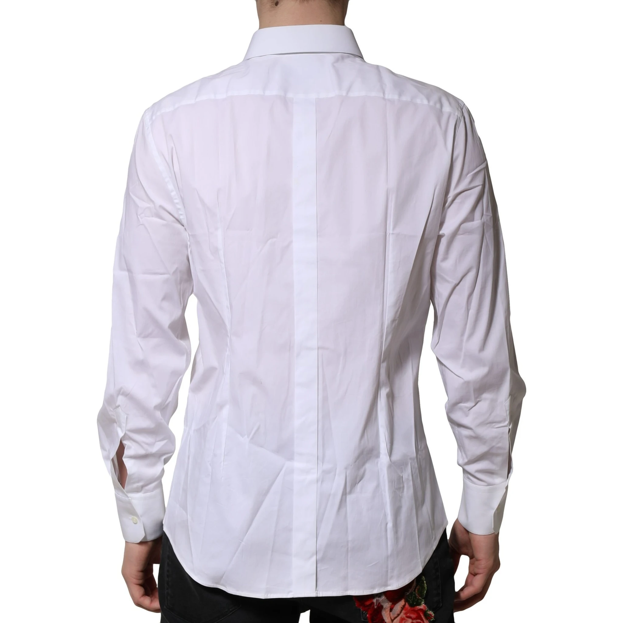 White Cotton GOLD Long Sleeves Dress Shirt