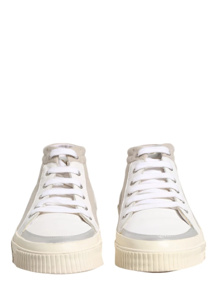 White Beige Lace Up Mid Top Casual Sneakers Shoes alternative
