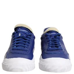 White Blue Lace Up Low Top Drop-Type PRM Sneakers Shoes