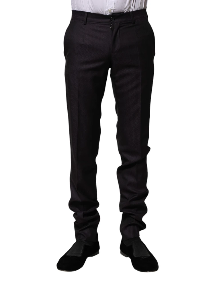 Black Wool Patterned Formal Pants alternative