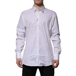 White Cotton GOLD Long Sleeves Formal Shirt