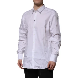 White Cotton GOLD Long Sleeves Formal Shirt