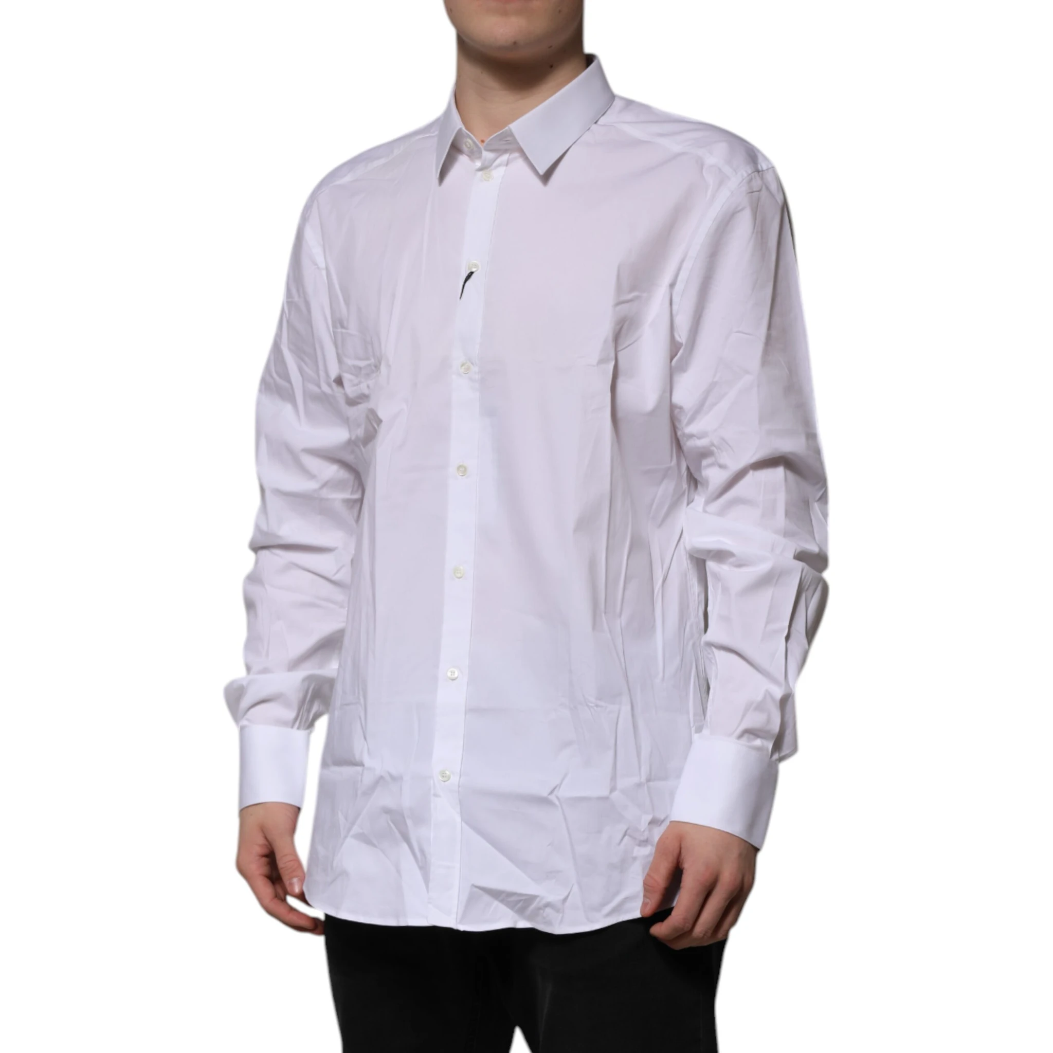 White Cotton GOLD Long Sleeves Formal Shirt