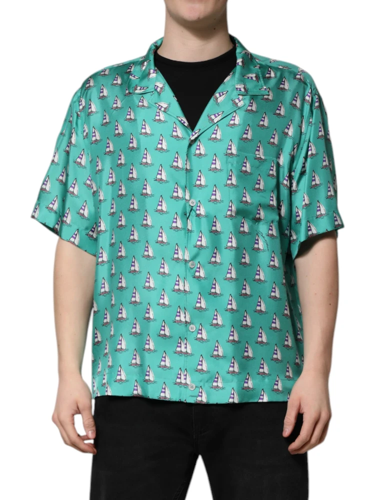 Green Printed Short Sleeves Casual Shirt alternative
