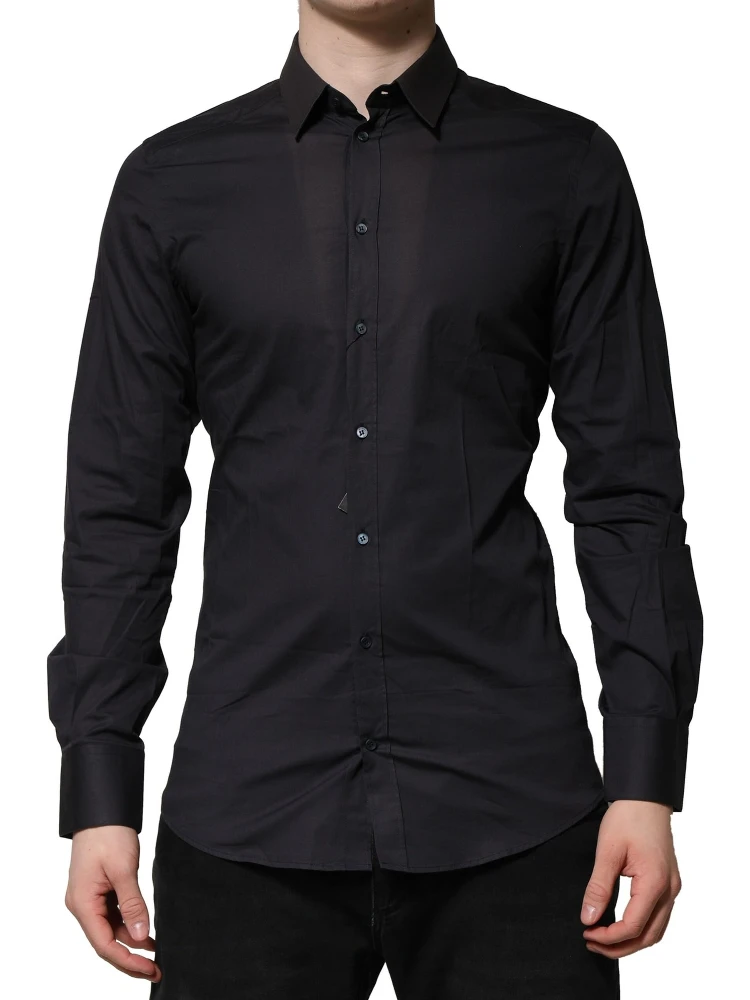 Blue Cotton GOLD Long Sleeves Formal Shirt