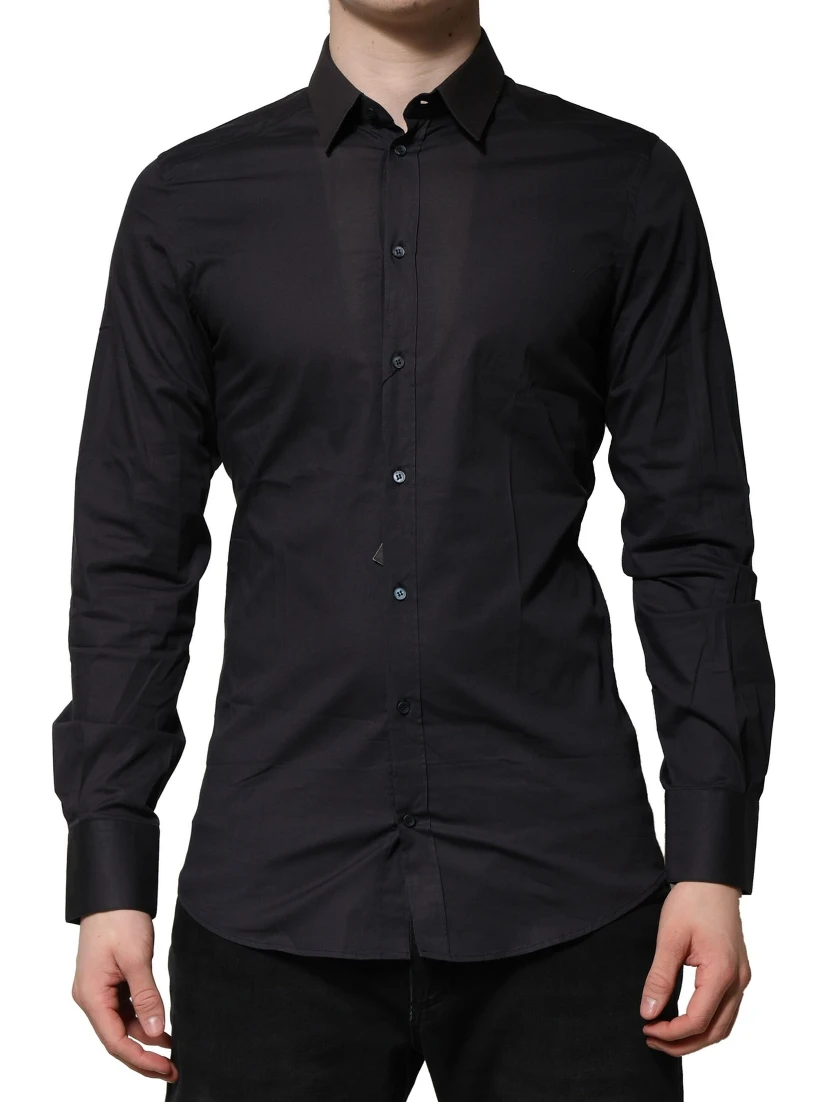 Blue Cotton GOLD Long Sleeves Formal Shirt