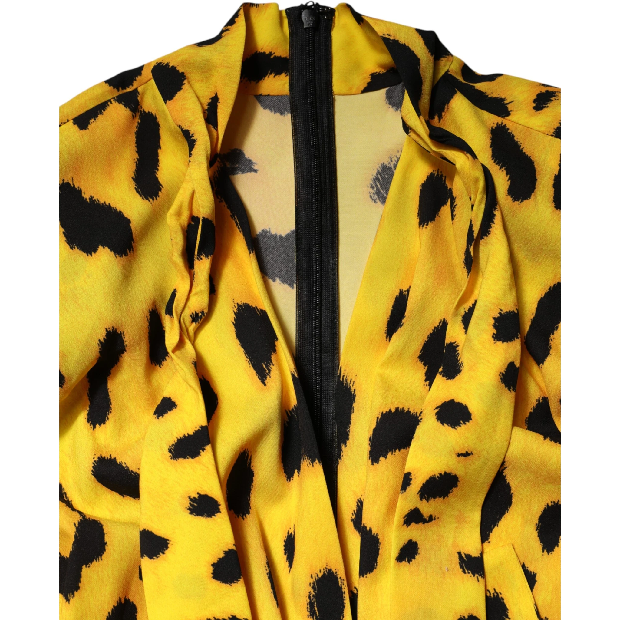 Yellow Leopard Long Sleeves Jumpsuit Dress