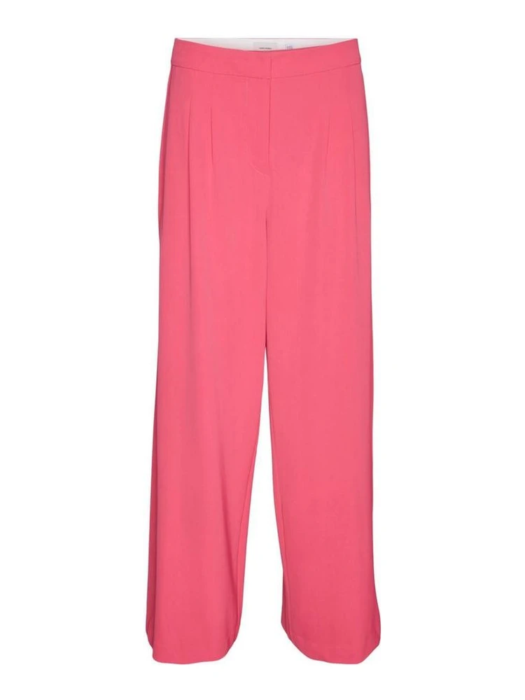 Pink Polyester Casual Pants