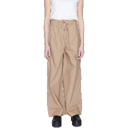 Beige Cotton Casual Pants