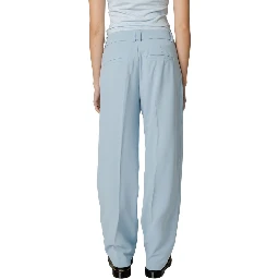 Blue Polyester Casual Pants