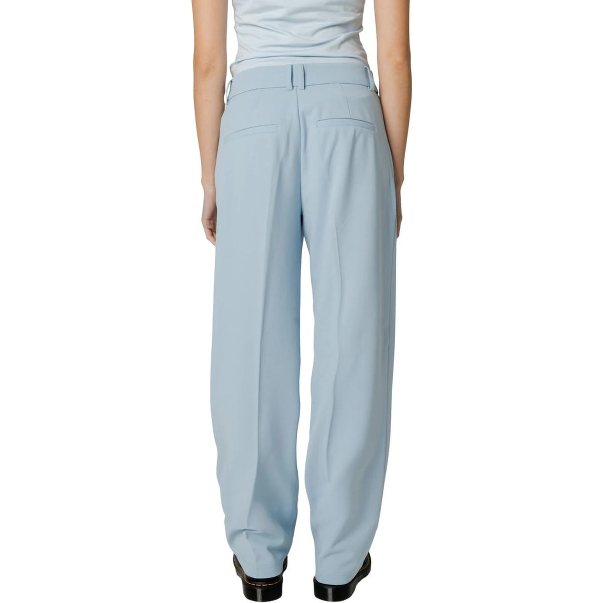 Blue Polyester Casual Pants