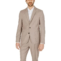 Beige Polyester Blazer