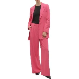 Pink Polyester Casual Pants