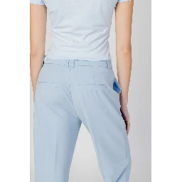 Blue Polyester Casual Pants