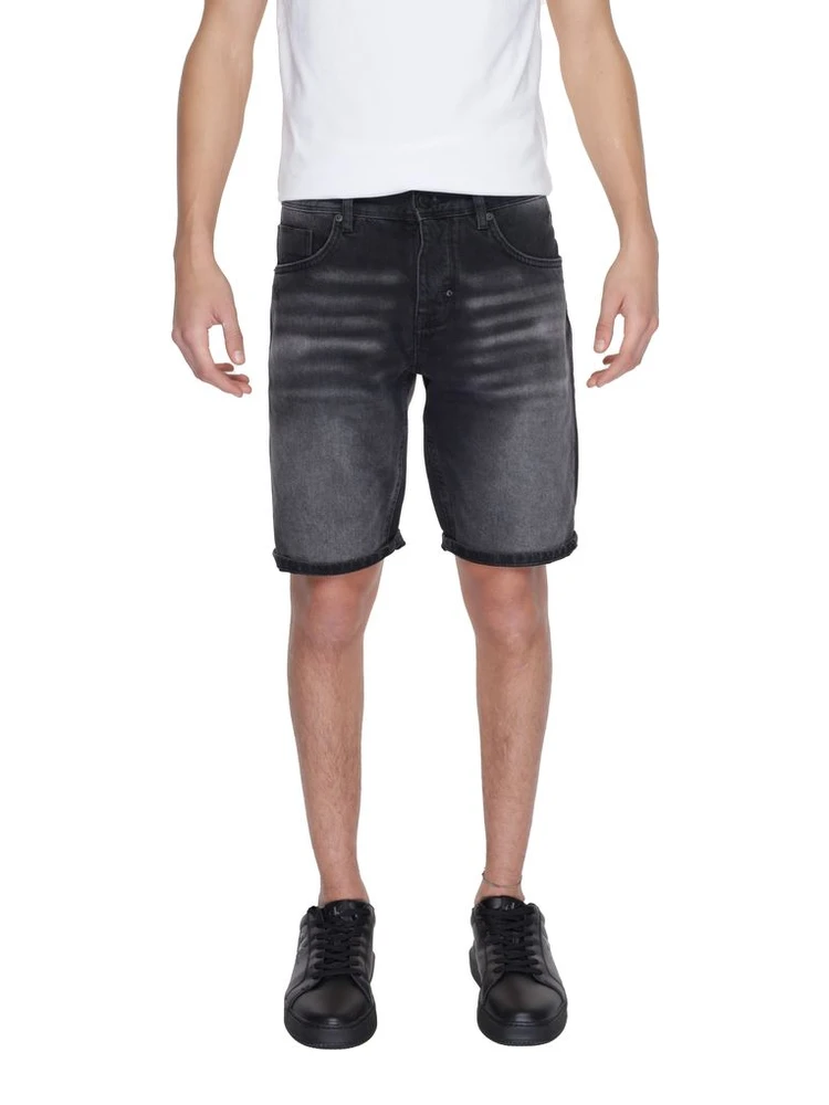 Black Cotton Bermuda Shorts