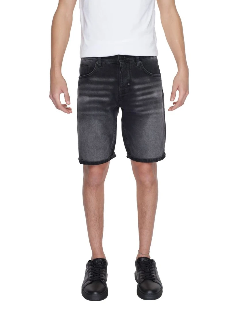 Black Cotton Bermuda Shorts
