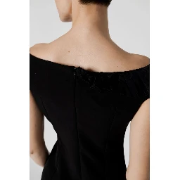 Black Polyester Midi Dress