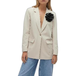 Beige Polyester Blazer