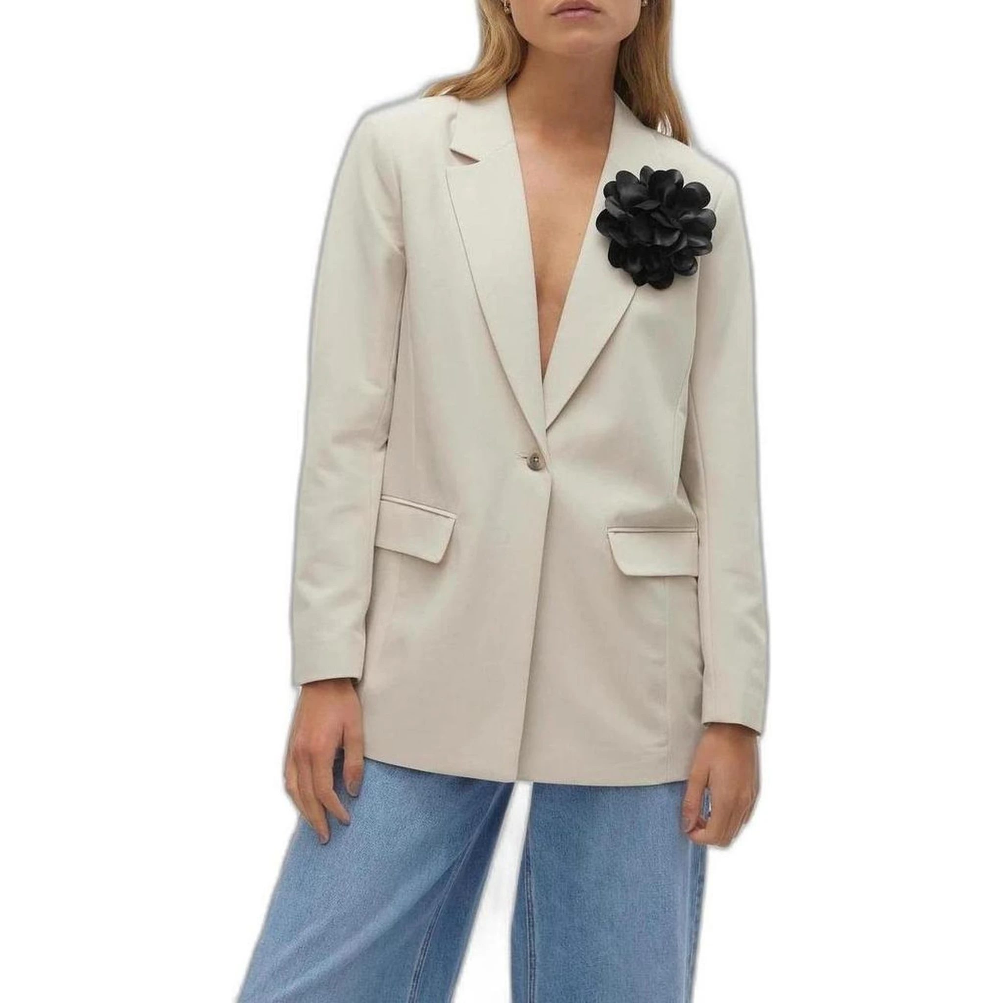 Beige Polyester Blazer
