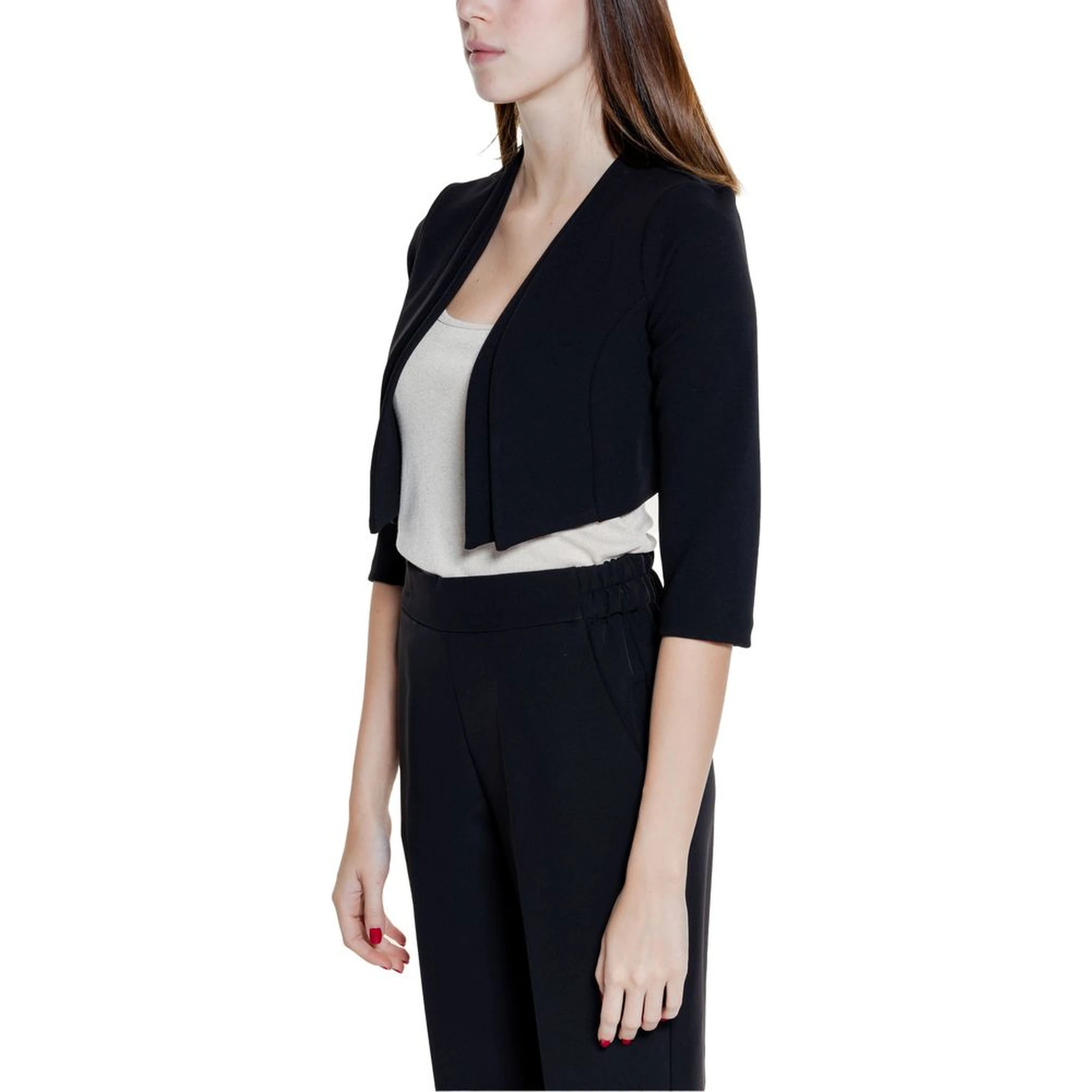 Black Polyester Sleveless Jacket
