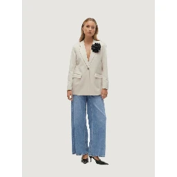 Beige Polyester Blazer