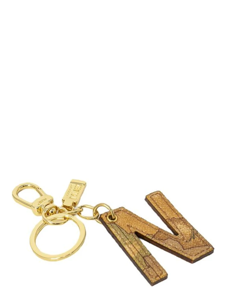 Beige Leather Keychain
