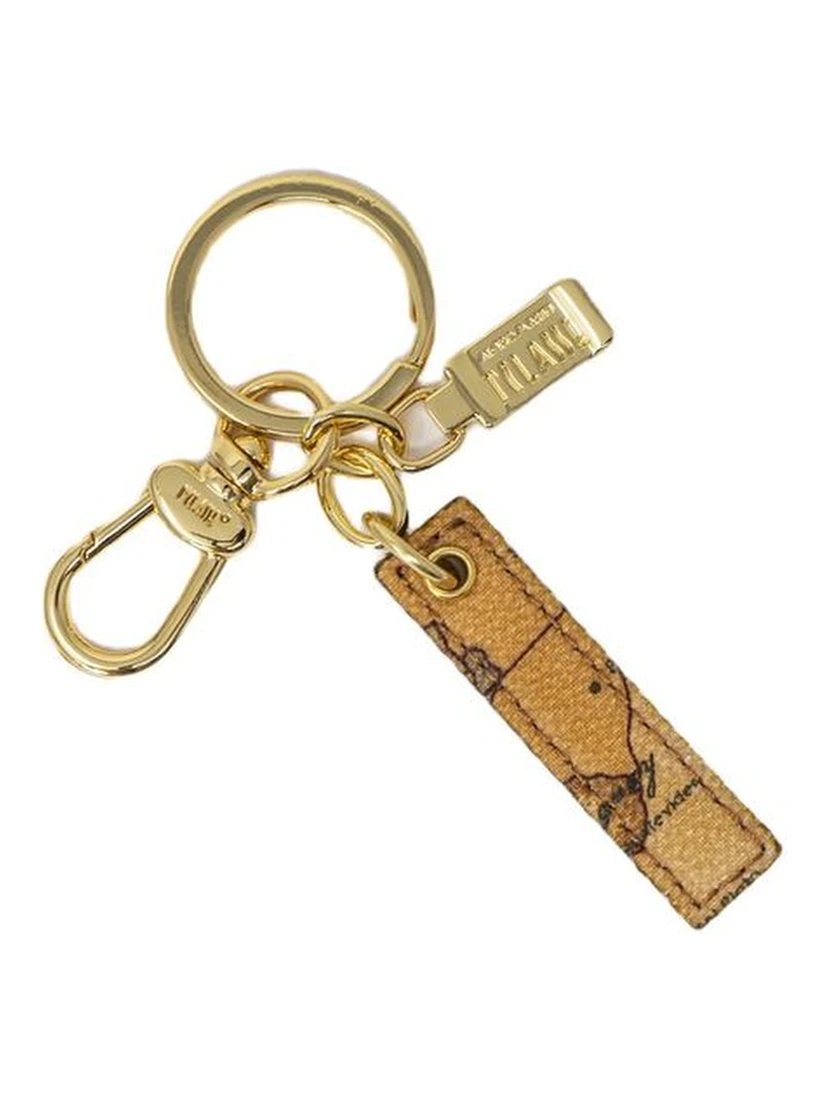 Beige Leather Keychain