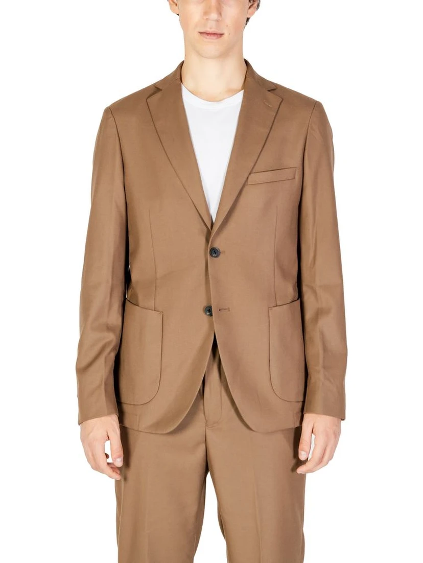 Beige Polyester Blazer