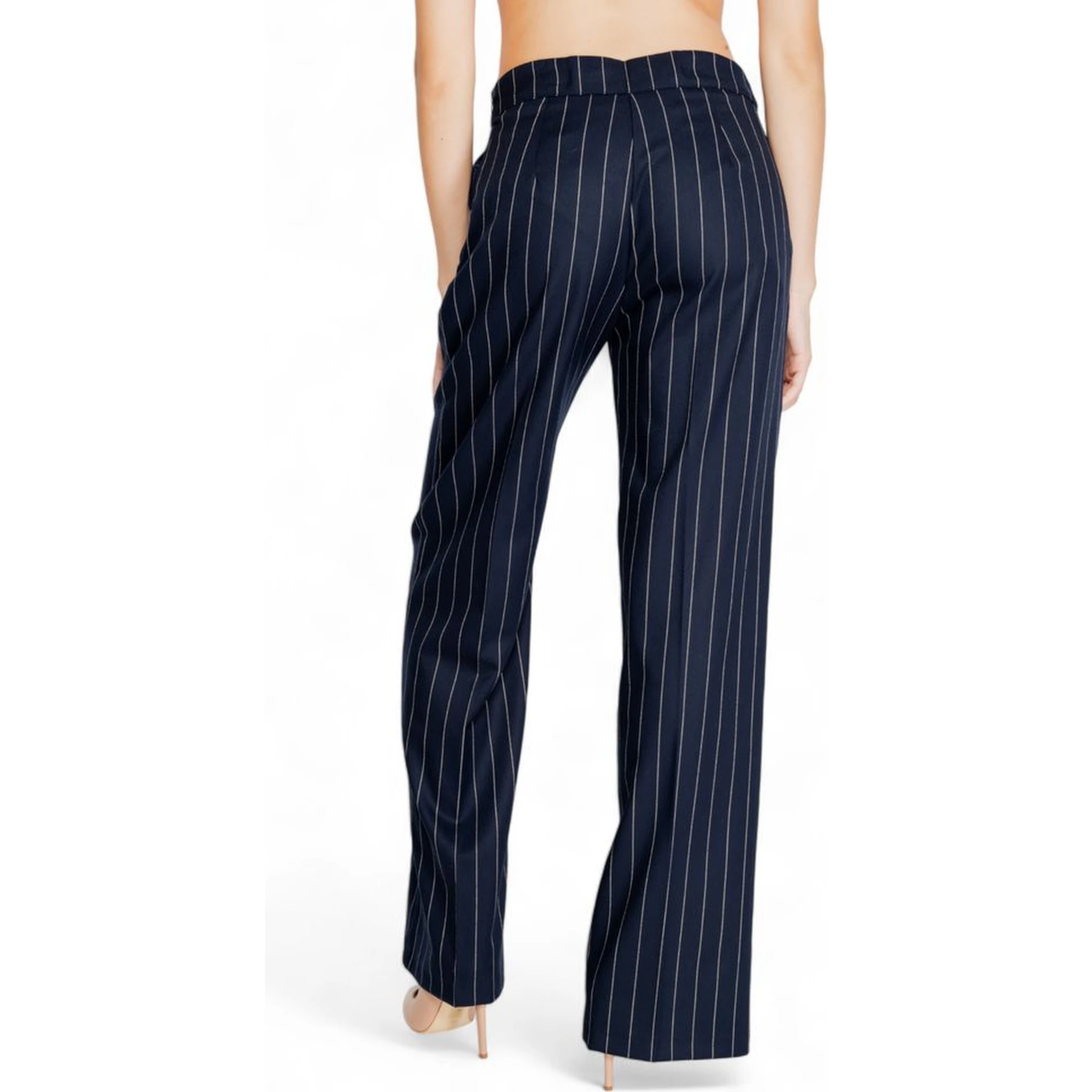Blue Polyester Dress Pants