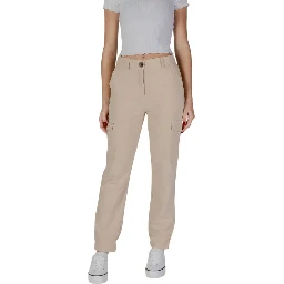 Beige Polyester Cargo Pants