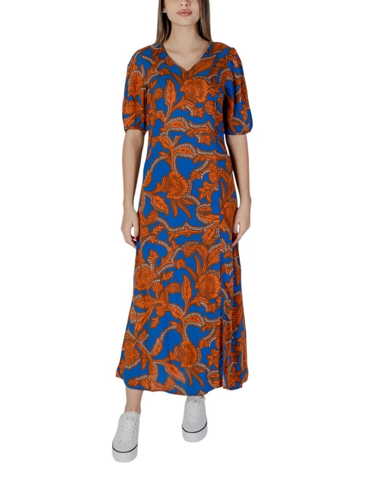 Blue Viscose Long Dress