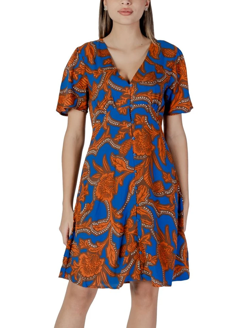Blue Viscose Midi Dress