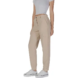 Beige Polyester Cargo Pants