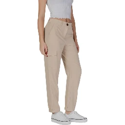 Beige Polyester Cargo Pants