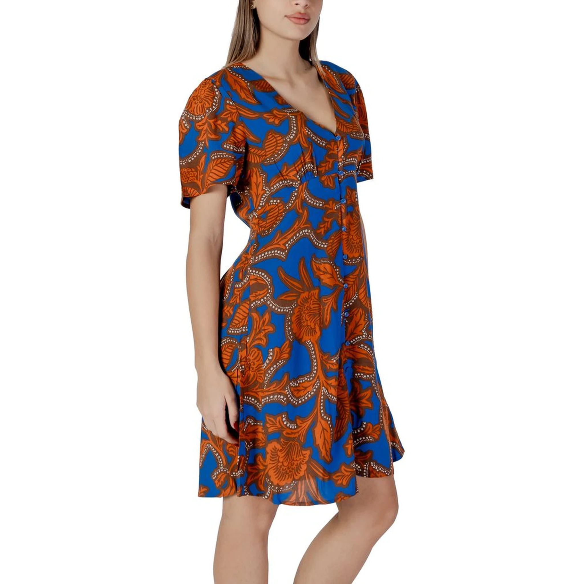 Blue Viscose Midi Dress